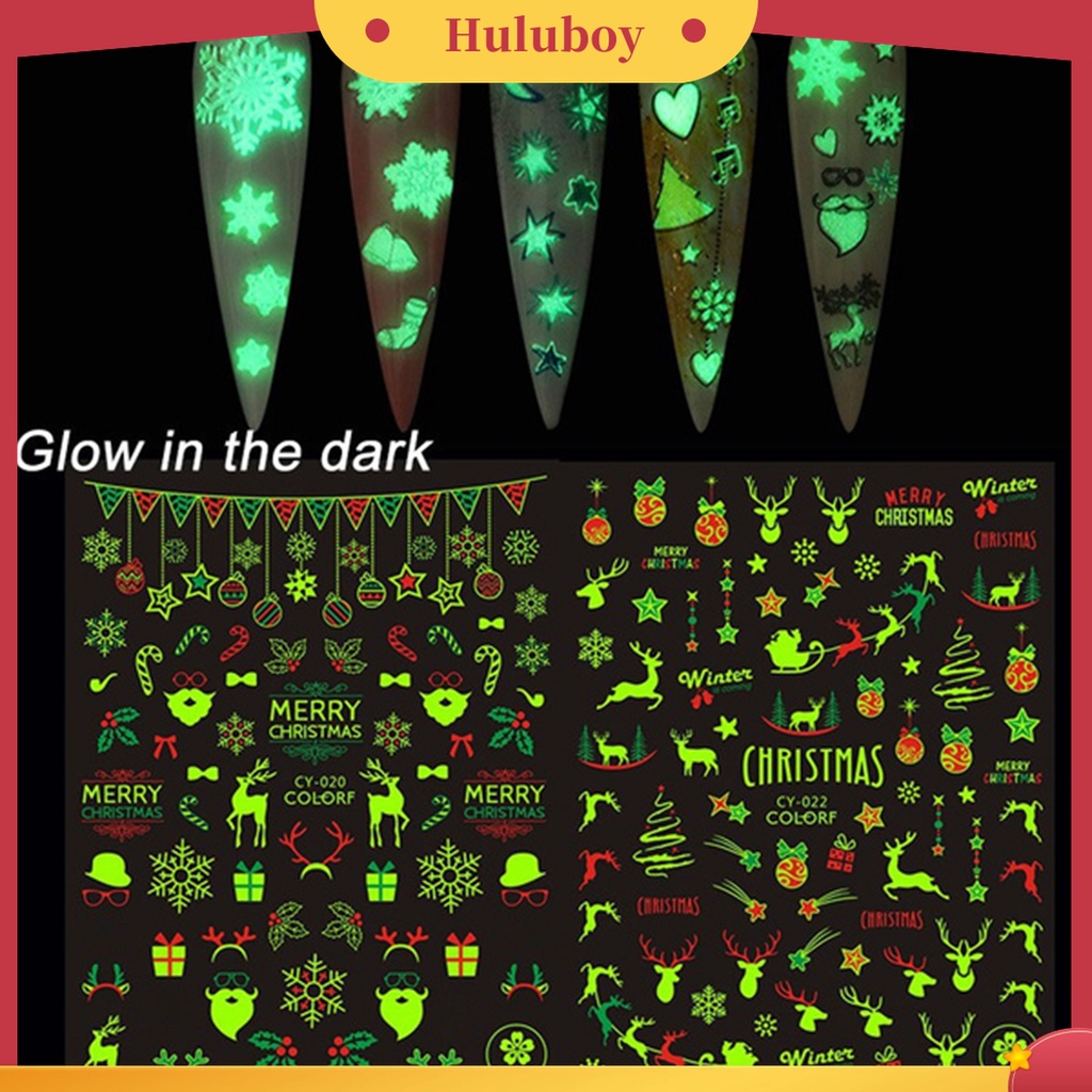 Huluboy Huluboy♡ 1 Lembar Stiker Kuku Desain Snowflake Natal Tahan Lama Untuk Salon Kecantikan