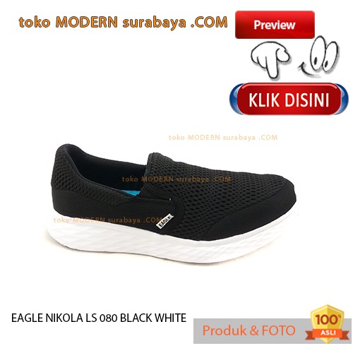 EAGLE NIKOLA LS 080 BLACK WHITE sepatu pria casual slip on