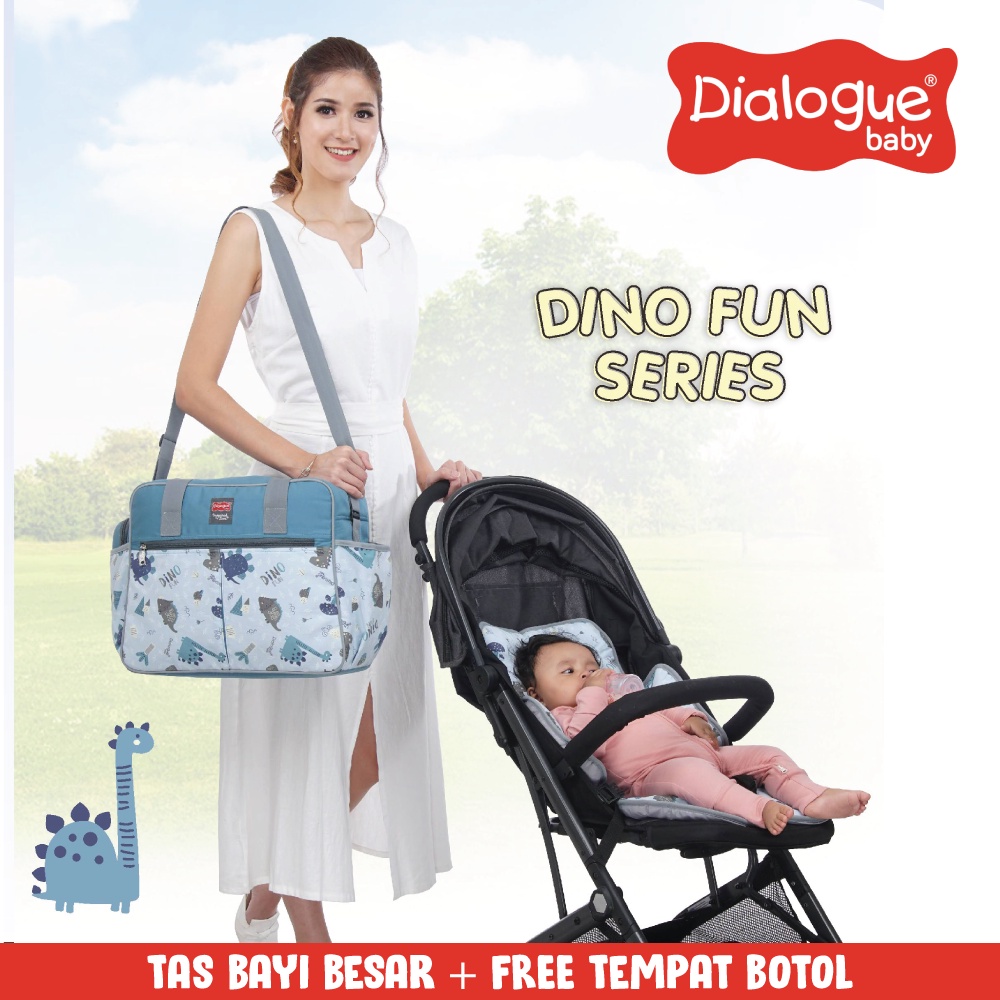 Dialogue Tas Diaper Bayi Besar FREE Tempat Botol Susu Dino Fun Series Berry Mart