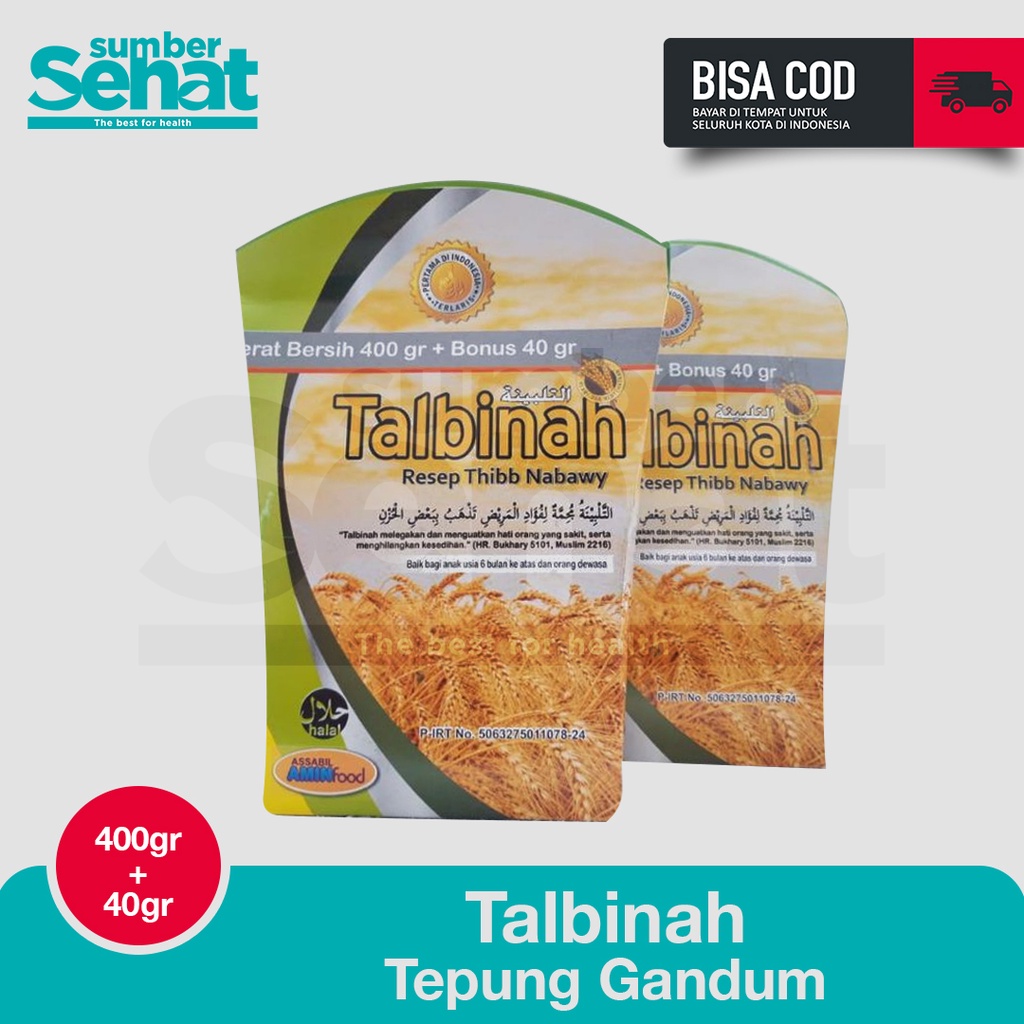

Talbinah Tepung Gandum Original Resep Thibb Nabawy 400gr + 40gr Tepung Biji Gandum Bubur Gandum Solusi Sakit Maag