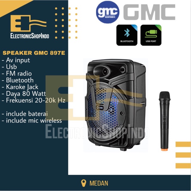 SPEAKER MULTIMEDIA GMC 897E SPEAKER PORTABLE BLUETOOTH MIC WIRELESS SPEAKER RADIO SPEAKER KARAOKE