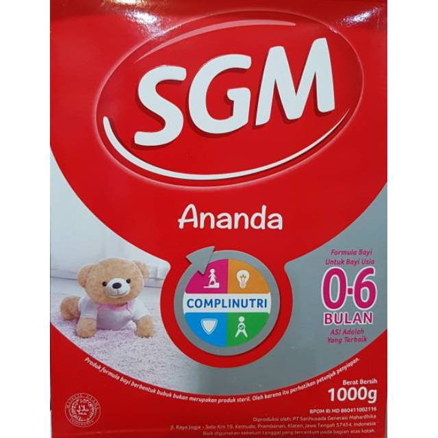 

SUSU SGM ANANDA UNTUK 0-6 BULAN 1000gr