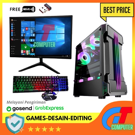 PC Gaming Lengkap i3 12100F Generasi 12 / VGA GTX 750TI 4GB DDR5 / Ram 8GB / SSD / Editing - Gaming