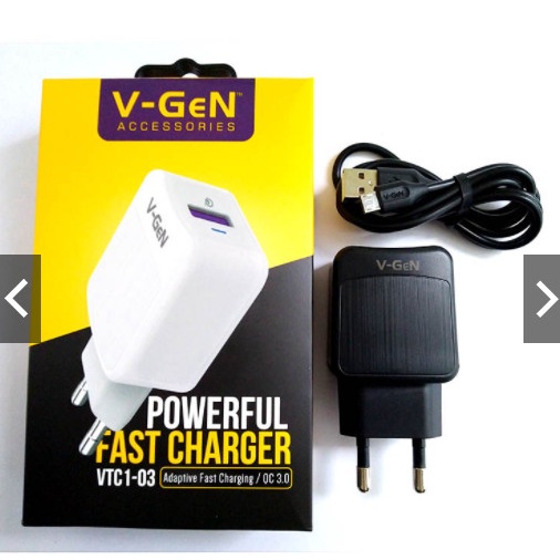 [COD] TRAVEL CHARGER ORIGINAL V-GEN 1 USB PORT FAST CHARGING 3.0A