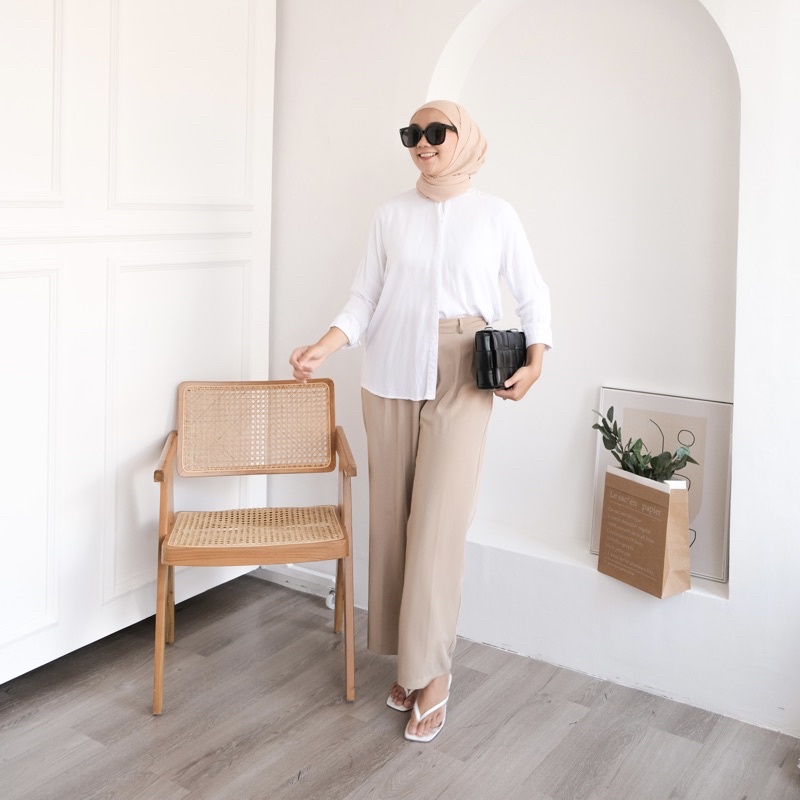 Floral.id Kemeja Maudy Shirt-White Maudy