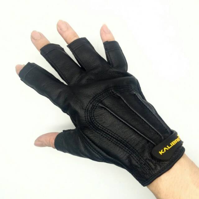 KALIBRE 994004-001 Sarung Tangan Motor Kulit Leather Gloves Glove setengah jari Hitam