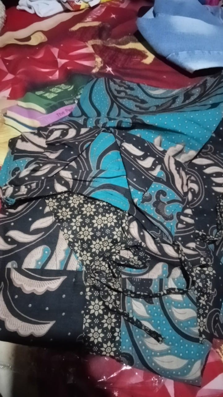 Maura Couple - Sania Ruffle Batik Keluarga Couple Jazy Gamis Syari - Gamis Kerah Jazz Motif Puser