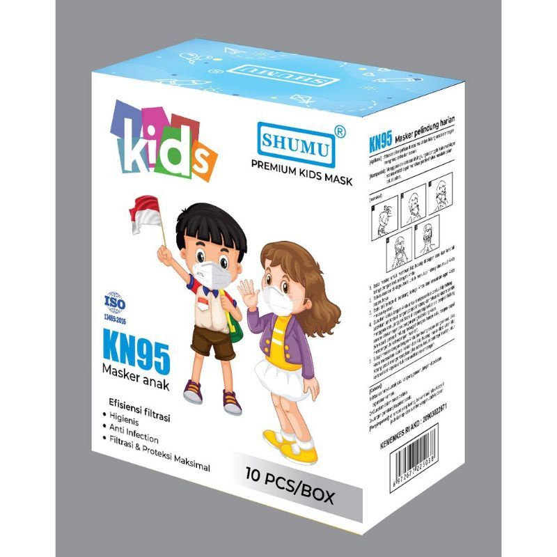 10PCS MASKER ANAK KN95 DUCKBILL PUTIH POLOS SHUMU DENGAN NOSE CLIP EARLOOP 5PLY PREMIUM SEGEL PER 2