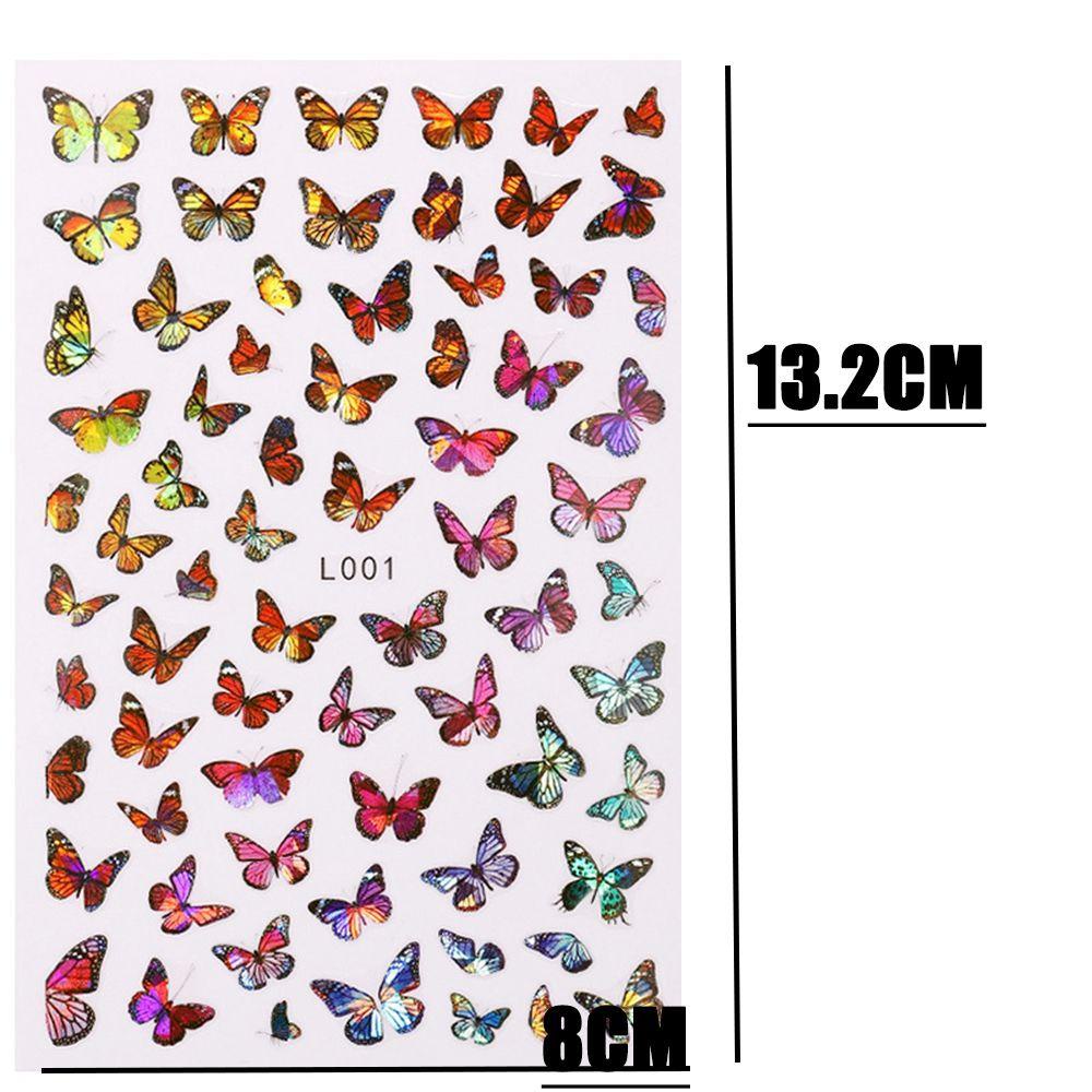 Preva 1lembar 3D Stiker Kuku Kupu-Kupu Wanita Decals DIY Dekorasi Nail Art