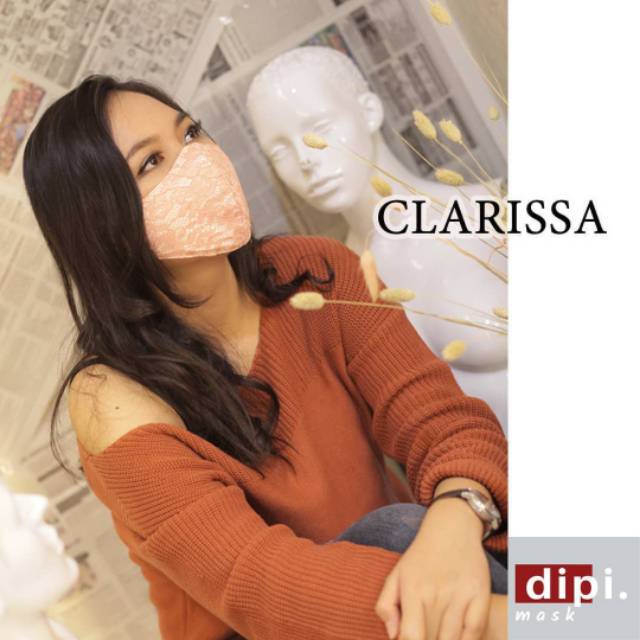 Clarissa Mask (new arrival) - Masker cantik kain satin + brokat