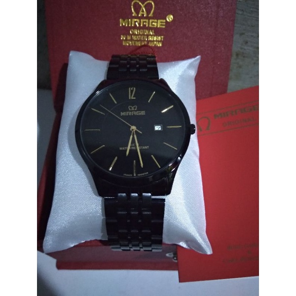 jam tangan Mirage Rante hitam pria 8647