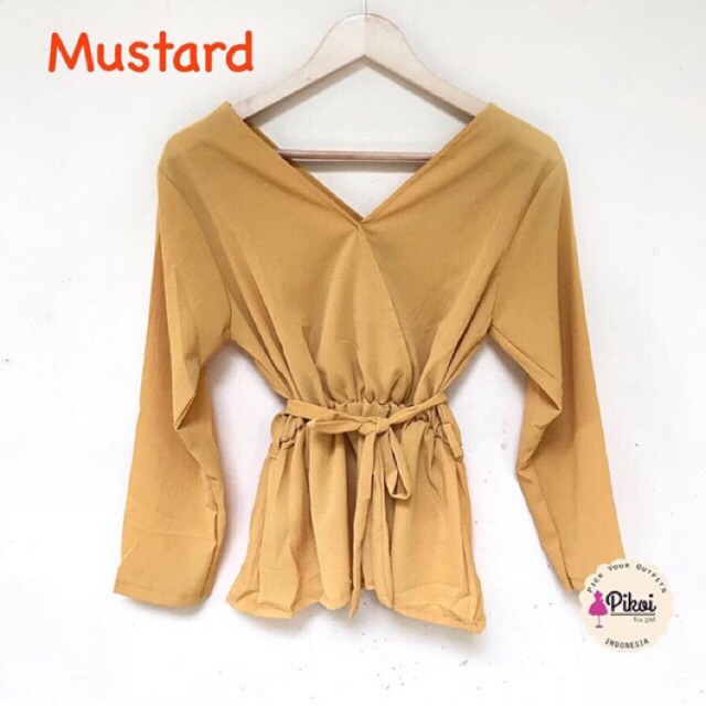 Blouse wrap cantik / blouse merah wanita / blouse ikat / blouse kantor lucu / blouse polos / 1408