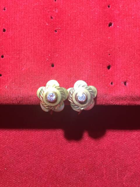 Anting jepit anak dan dewasa emas asli kadar 700 70% 22 1 satu g gr gram gold ubs permata batu