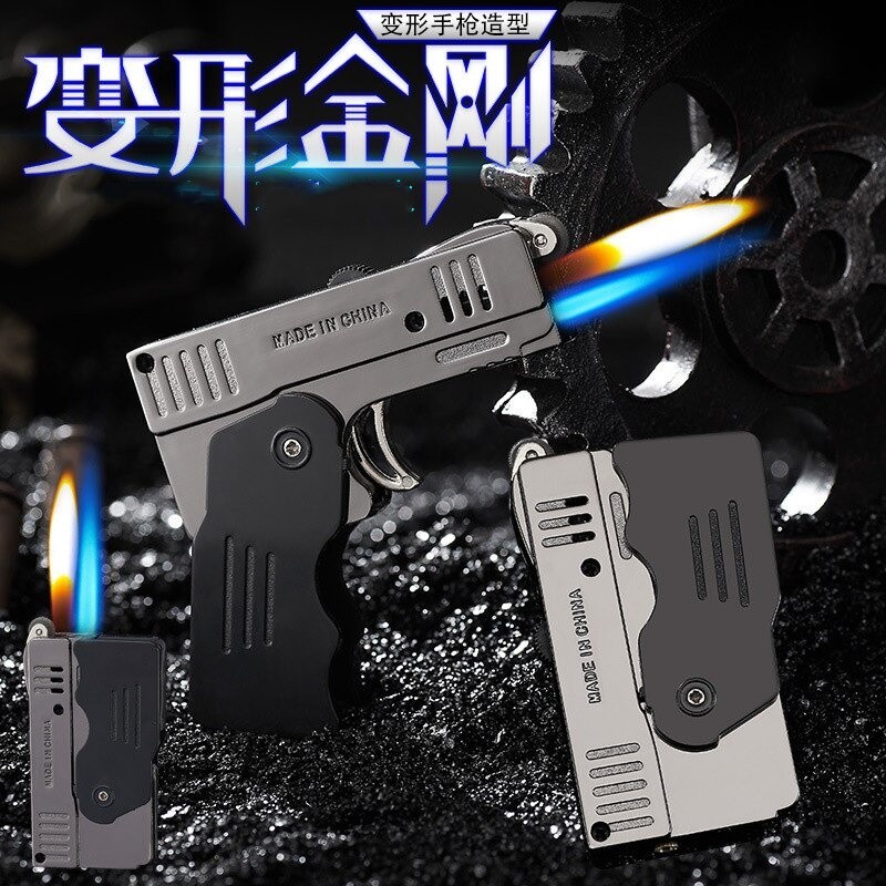 KOREK API PEMANTIK API MODEL PISTOL DOUBLE FIRE BUTANE TORCH JET WINDPROOF LIGHTER KOREK UNIK BR26