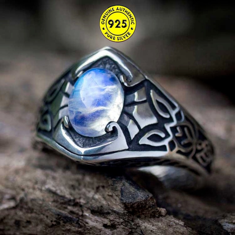 Cincin Silver 925 Dengan Batu Moonstone Untuk Wanita