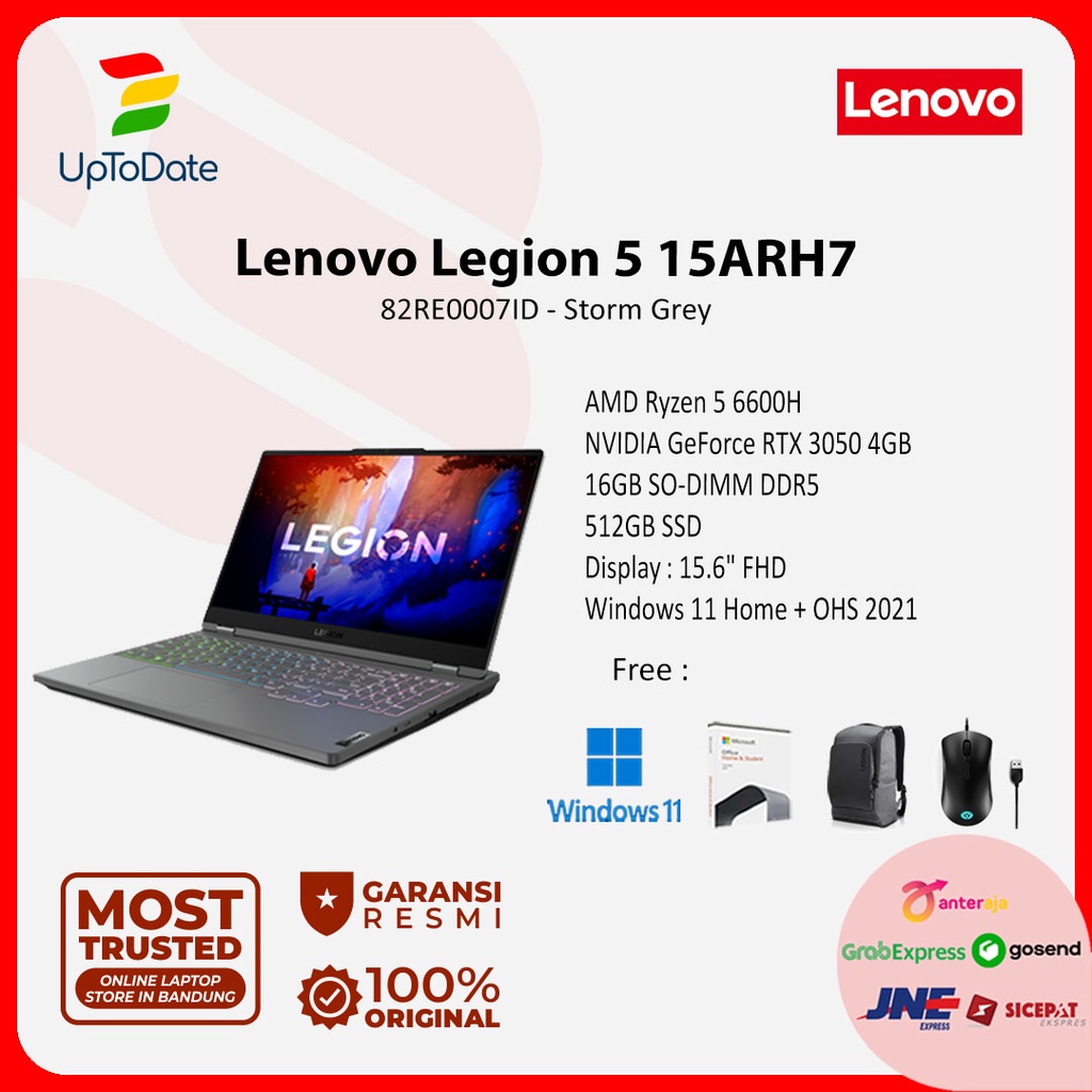 Lenovo Legion 5 15ARH7 07ID Ryzen 5 6600H RTX3050 16GB 512GB W11+OHS21