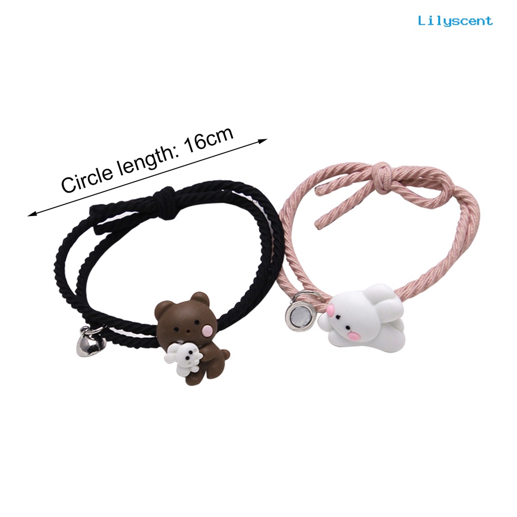 2pcs Gelang Pasangan Magnetik Motif Kartun Untuk Hari Valentine