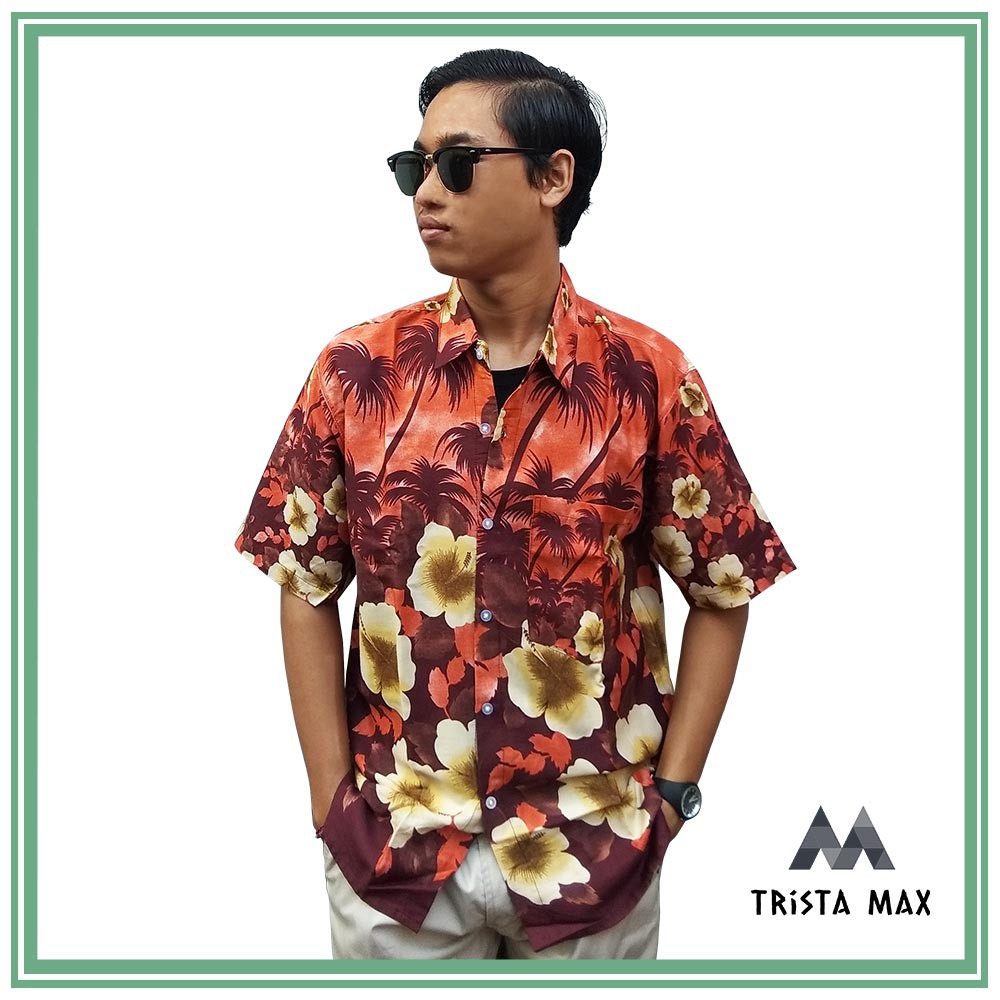 Baju Pantai Motif Bunga - Baju Kemeja Pantai Pria Terbaru - Baju Surfing Pantai Motif Bunga Murah