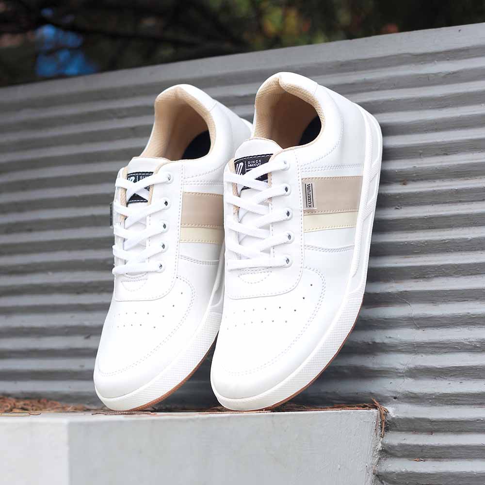 sneakers putih sepatu bandung produk lokal kombinasi coklat b&w shoes KUZATURA NC