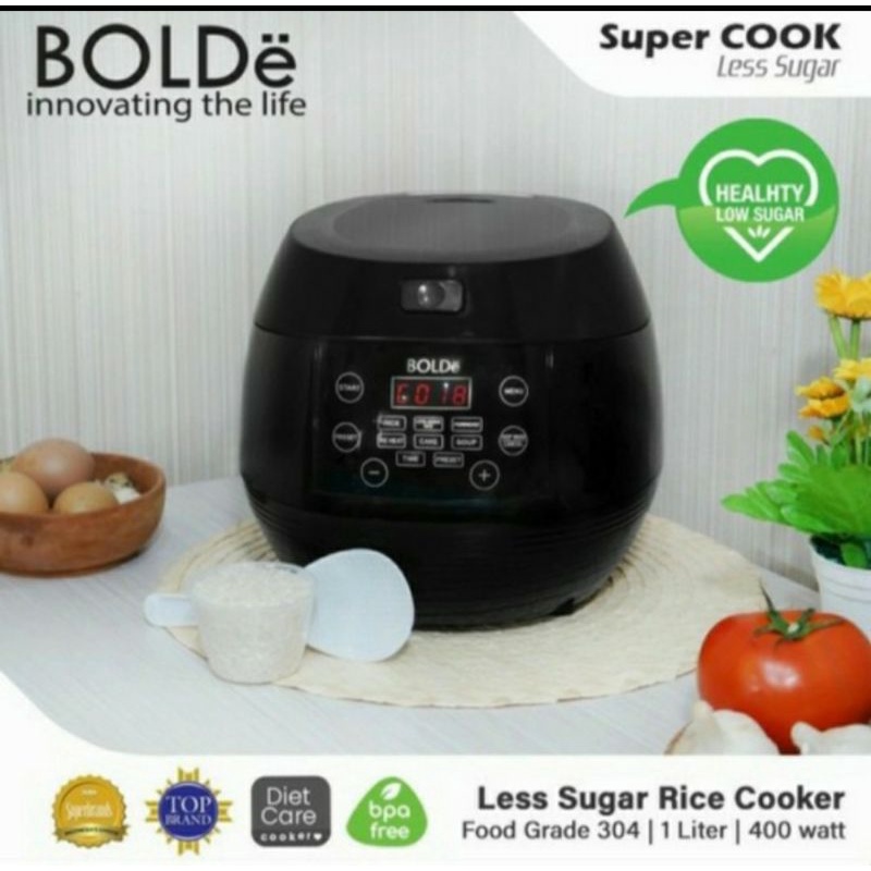 BOLDE Super Cook Less Sugar/BOLDE Rice Cooker 1 Liter Low Carbo 400 Watt