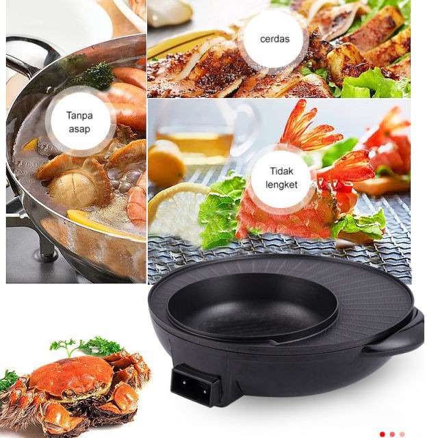 Panci BBQ 2in1 bisa Hotpot dan BBQ Panci Hotpot Elektrik Steambot