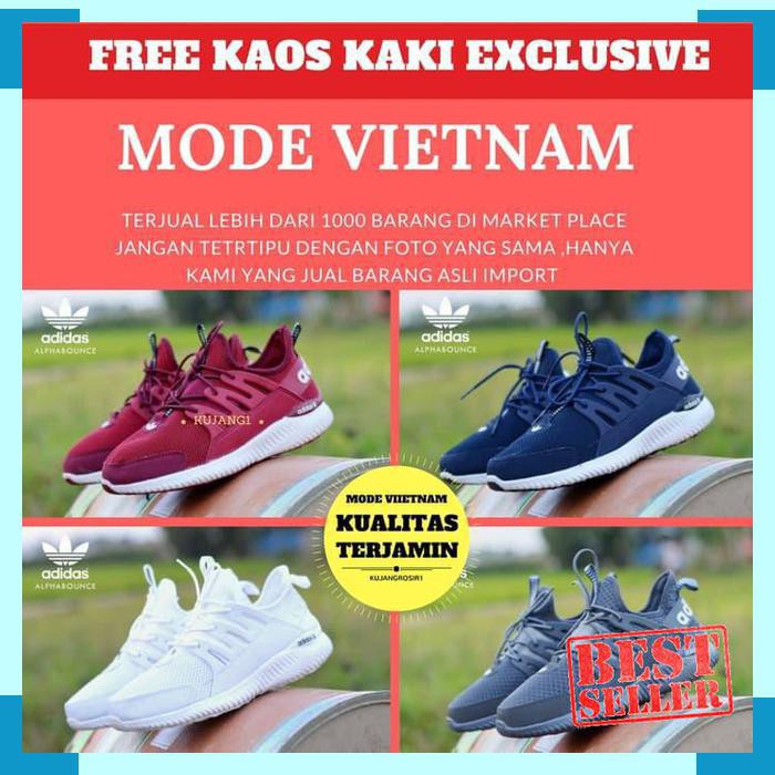 PROMO SEPATU FULL WHITE CASUAL SNEAKERS PRIA ADIDAS ALPHABOUNCE