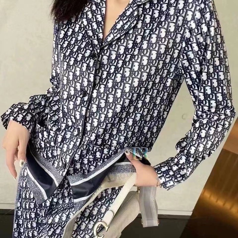 Baju Tidur Piyama Import D*OR Wanita Dewasa Setelan Lengan Panjang Kerah V-Neck Bahan Premium Longsleeves Kancing Busui not Daster Lingerie