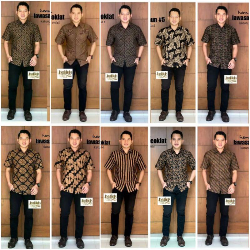 COD Atasan Hem batik pria lengan pendek batik lawasan Seno liris