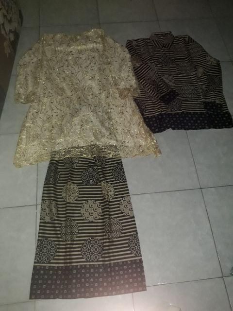 Wou Batik Couple Shofia #2 Brokat  - Couple Modern Batik Couple Sarimbit Brokat Kebaya - Bs052