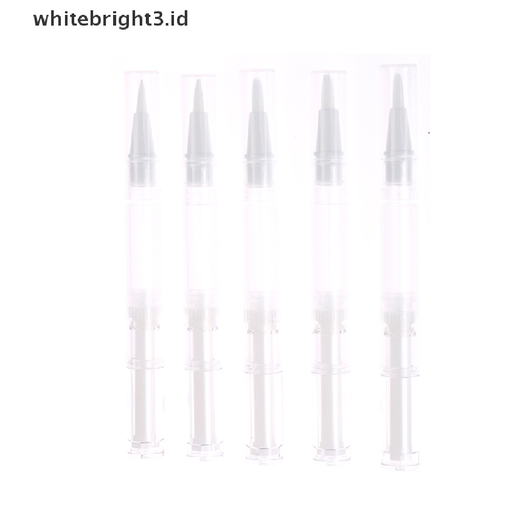 {whitebright3.id} 5pcs 3ml Travel Empty Twist Pen With Brush Cosmetic Container Nail Oil Lip Balm ,
