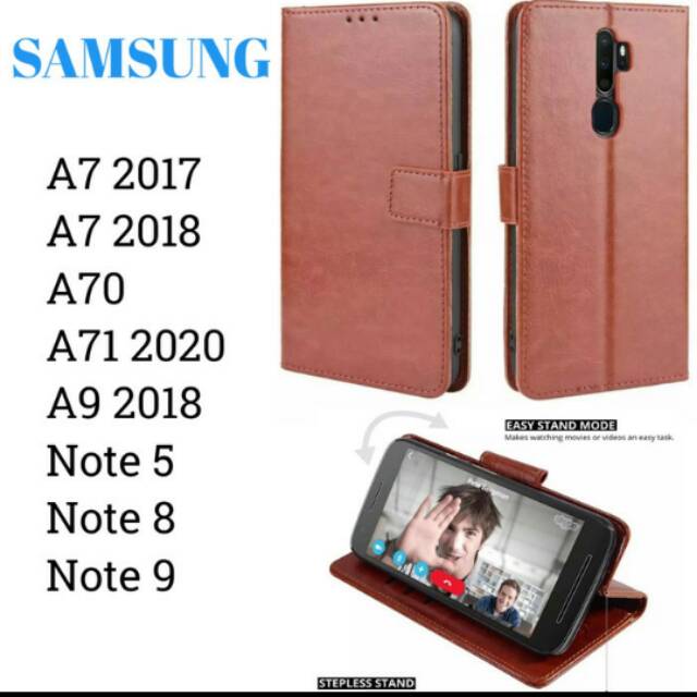 Leather Flip Cover Samsung A7 2017 2018 A70 A70s S A71 A9 NOTE 5 8 9 Note5 Note8 Note9 SARUNG Casing Kulit Dompet WALLET CASE