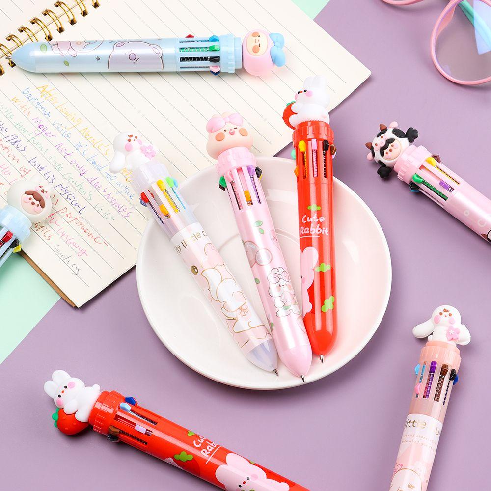 Solighter Set Pulpen Rollerball 10 Warna Motif Kartun Lucu Untuk Stationery Kantor