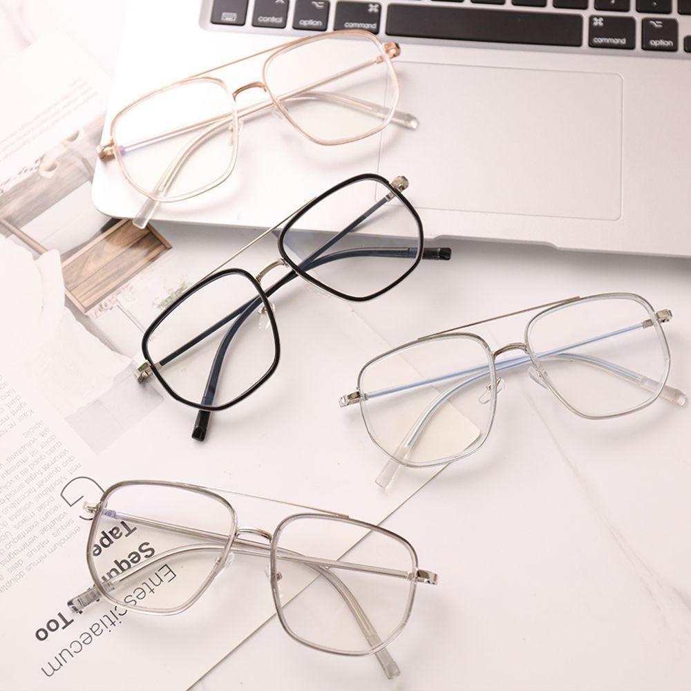 Kacamata Populer Kacamata Kelas Komputer Unisex Double frame Polygon Retro Kacamata Baca