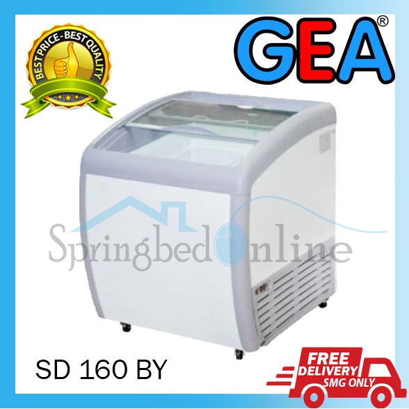 Sliding Curve Glass Freezer 160 Liter - SD 160 BY - Garansi Resmi