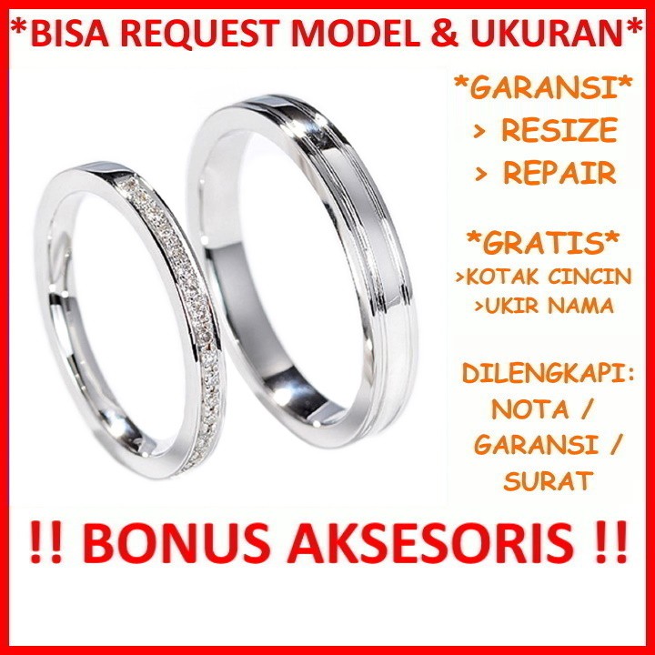 Gratis Ukir Nama Bisa Pesan Model Garansi Paladium Asli Cincin Kawin Couple Palladium Poladium ID476