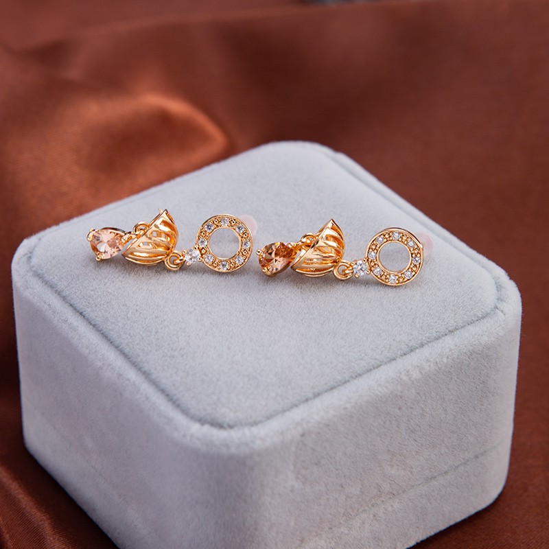 [√COD]A-241 Anting wanita grosir murah dengan batu permata berlapis emas DIY lonceng kecil-4