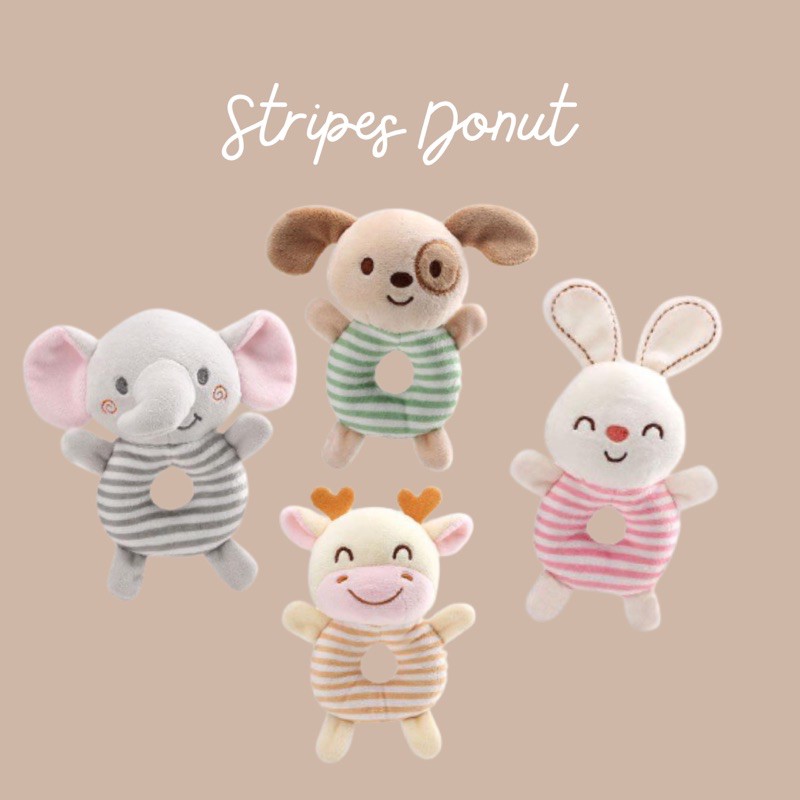 STRIPES DONUT RATTLE | Mainan rattle tangan stik stick bayi | teether baby toys