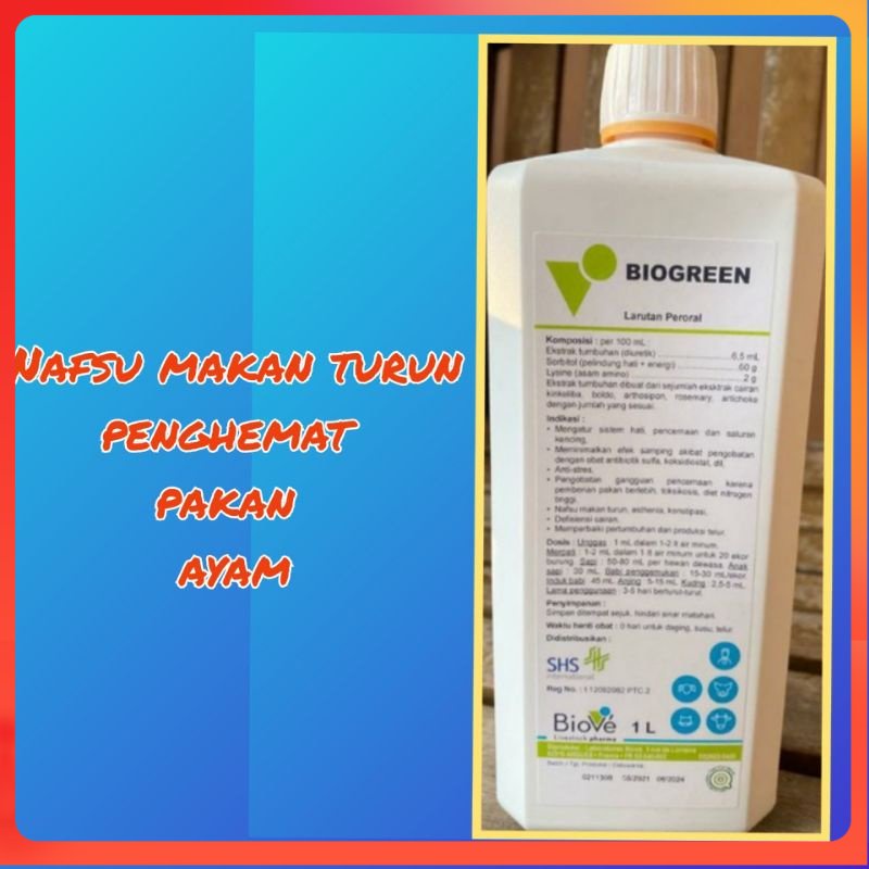 BIOGREEN 1 L suplement ayam, sapi, anjing & kucing