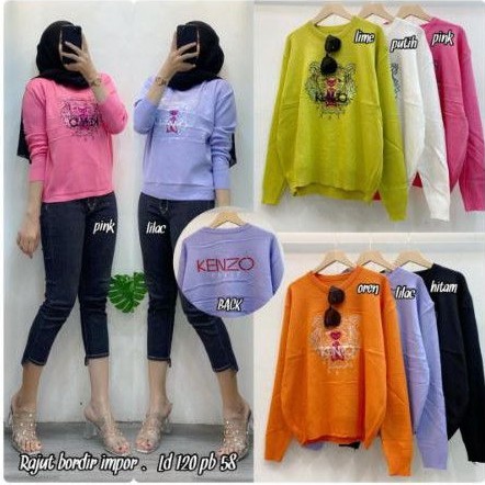 Kaos rajut bordir import jumbo Ken*o ld 120 cm