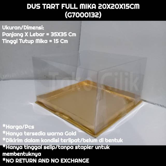 

Dus box full mika kue cake tart 20x20x15 cm kemasan souvenir seserahan