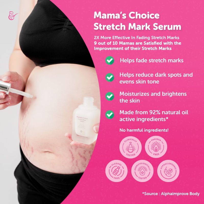 Stretch Mark Serum Mama's Choice untuk Ibu Hamil dan Menyusui (Solusi Perut Gatal dan Strech Mark)