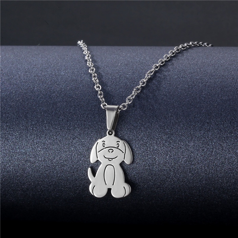 Baja berbentuk hewan anjing stainless steel liontin cute puppy kalung Eropa dan Amerika populer orna