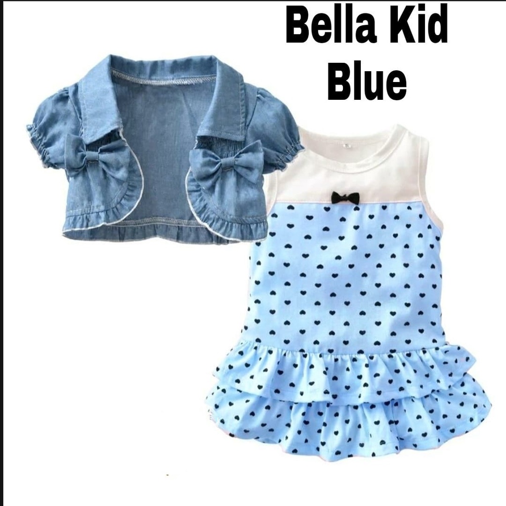 Dress Anak Bella Kid Set Rompi Soft Jeans Free Size Usia 3-5 Tahun/ Fashion Anak Perempuan