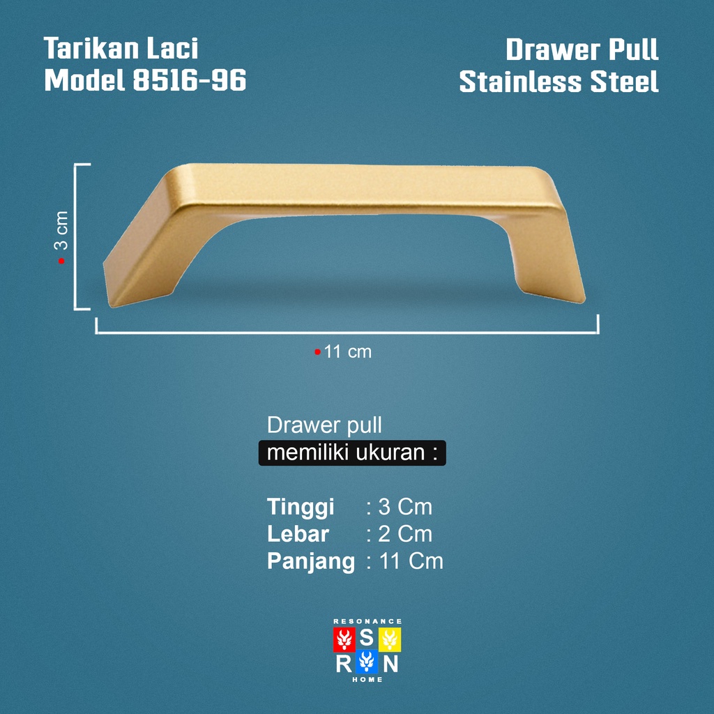 Tarikan Laci Coating Gold 8516-96 / Handle Gagang Pintu Laci Lemari Resonance Home