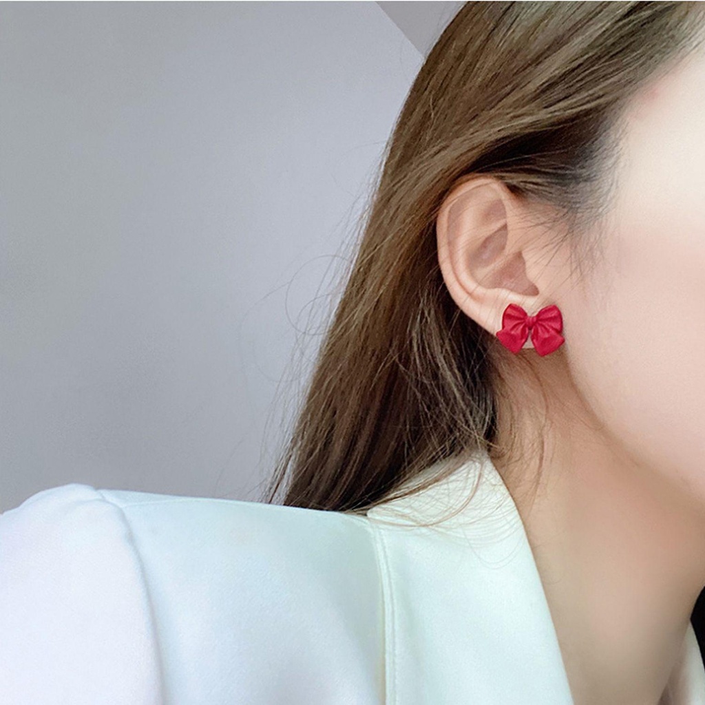 Suyo Anting Fashion Korea Style Bow Earrings Resin