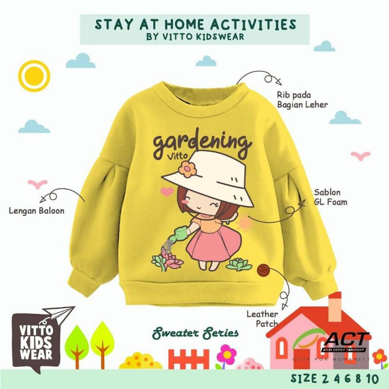 Sweater Anak 2T Kuning 'Stay at Home by Vitto Kidswear'