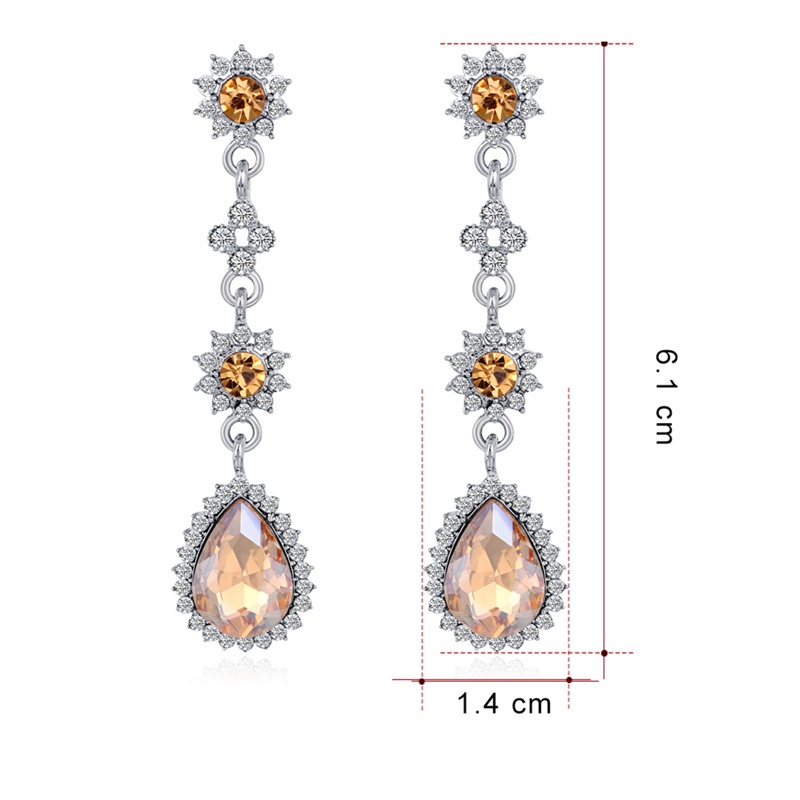 Fancyqube Anting Kristal Berlian Imitasi Model Panjang Gaya Korea Untuk Wanita