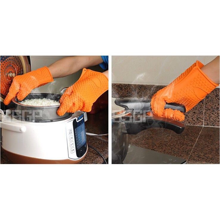 Sarung Tangan Silikon Tebal / Sarung Oven Anti Selip / Non Slip Thick Silicone Gloves