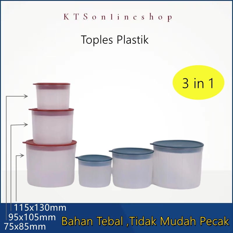 TOPLES PLASTIK TOPLES SET 3 in 1 TOPLES KULKAS FOOD CONTAINER TEMPAT MAKANAN