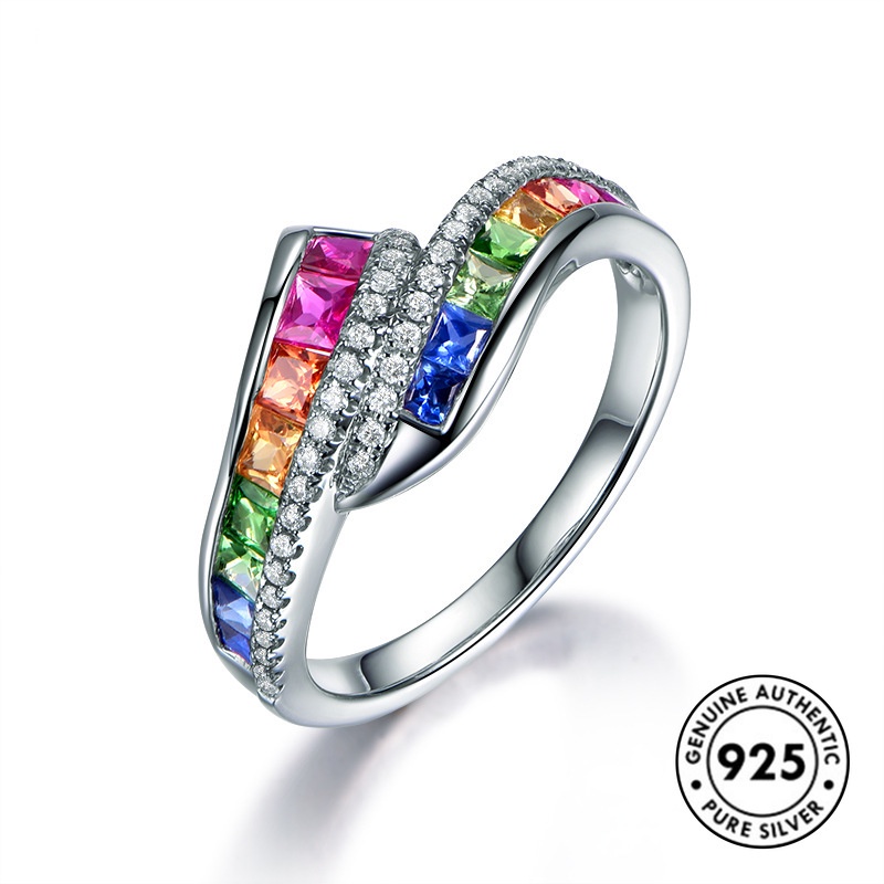 Cincin S925 Silver 18k Gold Moissanite Stackable Untuk Wanita